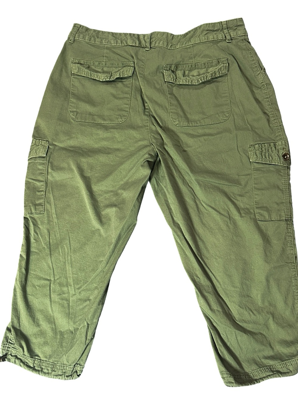 Time and Tru Olive Green Utility Drawstring Hem Cargo Capri Pants Size 14 - Picture 4 of 8